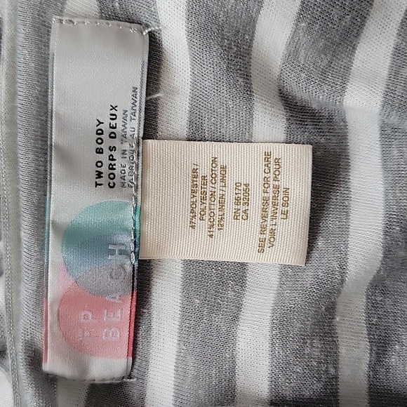 Free People Beach Poncho Kaftan Dress Cover-Up OSFA Gray Striped Ties - Picture 8 of 10